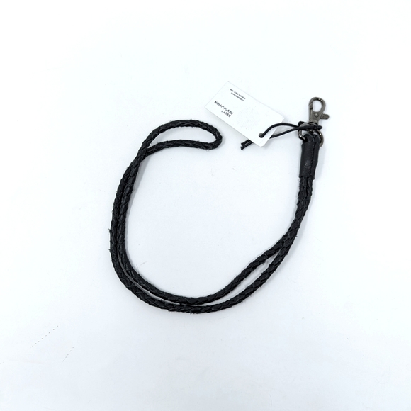Leather long keychain - Black braided - Picture 2 of 4